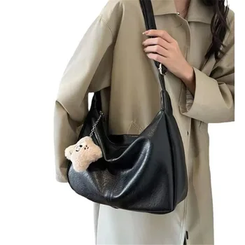 Borsa a Spalla Trendy e Comoda per Donne, in Pelle PU, Grande Capacità, Stile Retrò, Borsa Hobo da Donna