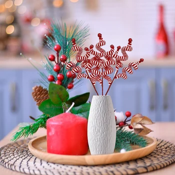 (20 pieces) Christmas decorations Christmas wool bell cuttings wool cuttings 35cm red and white C 1