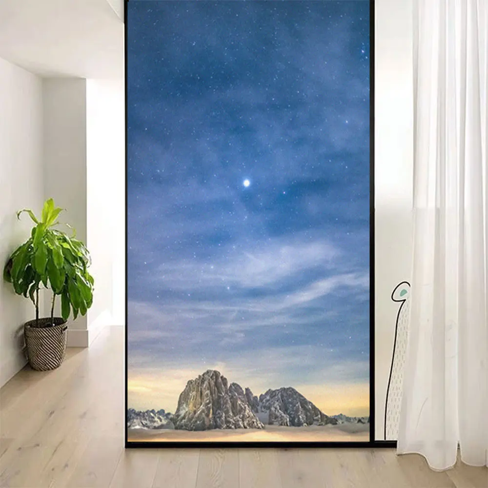 

Glue-Free Static Cling Privacy Glass Window Frosted Sticker Starry Sky Pattern Glass Door Film PVC Anti UV Glass Window Flim