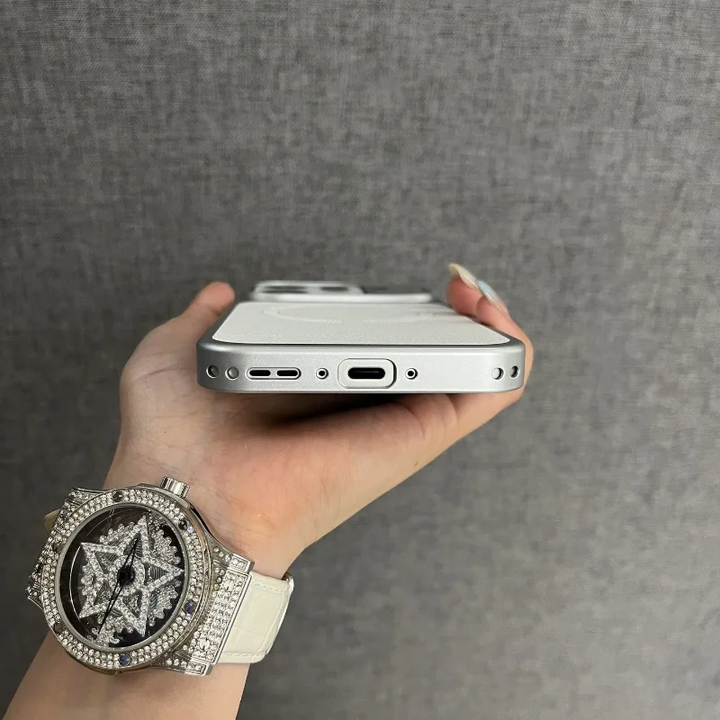 Magnetic Matte PU Leather Electroplated Hard Cover - Lightweight Bumper Case
