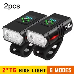 Enhanced USB Rechargeable T6 LED Bike Light with 6 Modes (BK02 - 2PCS)
