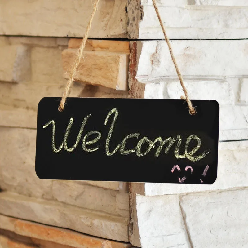 1pc Wooden Mini Blackboard Message Sign Chalkboard with Hemp Rope Wedding Party Decoration Marriage Supplies 18*8cm