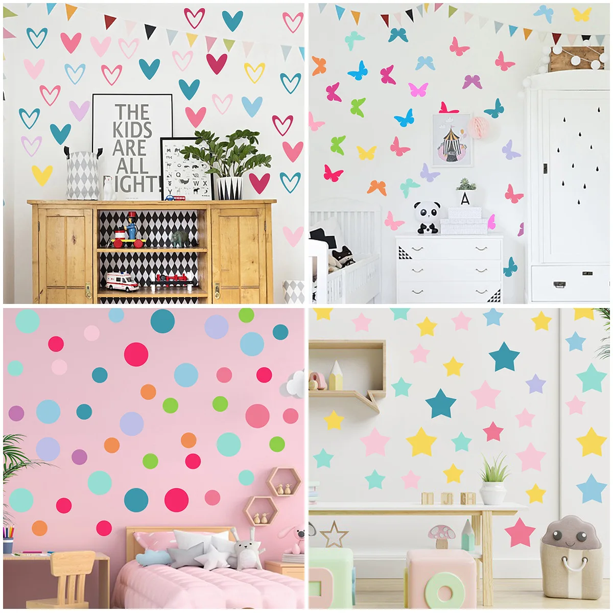 Large Removable Rainbow Wall Decal With Clouds & Polka Dots – Kids Room Decor