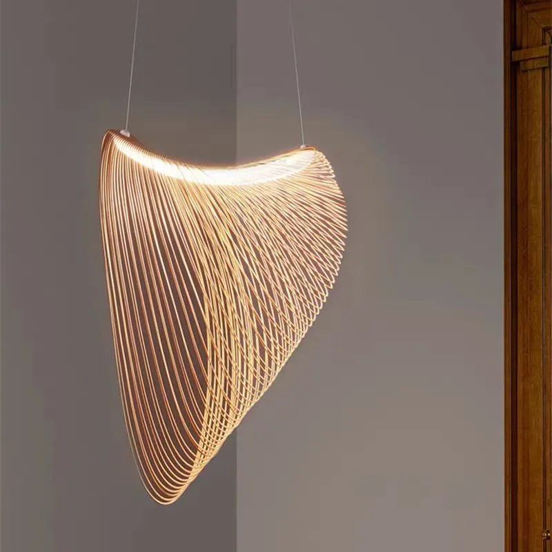 

Modern Italian Snail Wooden LED Pendant Lights For Foyer Restaurant Bedroom Hanging Lamp Home Art Deco Wire Adjustable