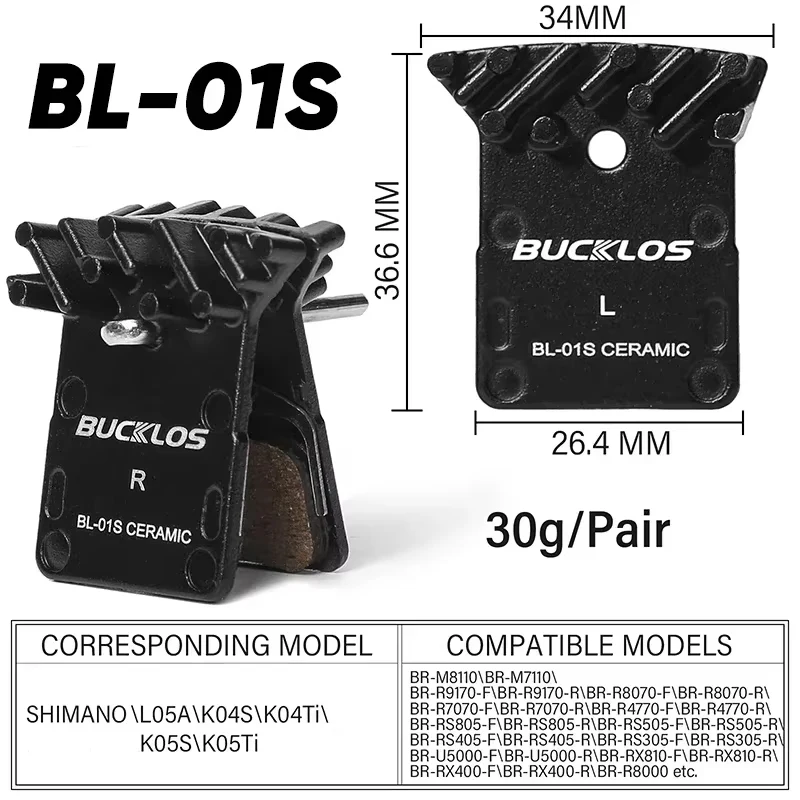 Description Picture 5 of itemBUCKLOS Ceramic Bike Brake Pads Bicycle Hydraulic Disc Brake Pad Road MTB Brakes Pads Fit Shimano L05A N03A K04S K05S Brake Part