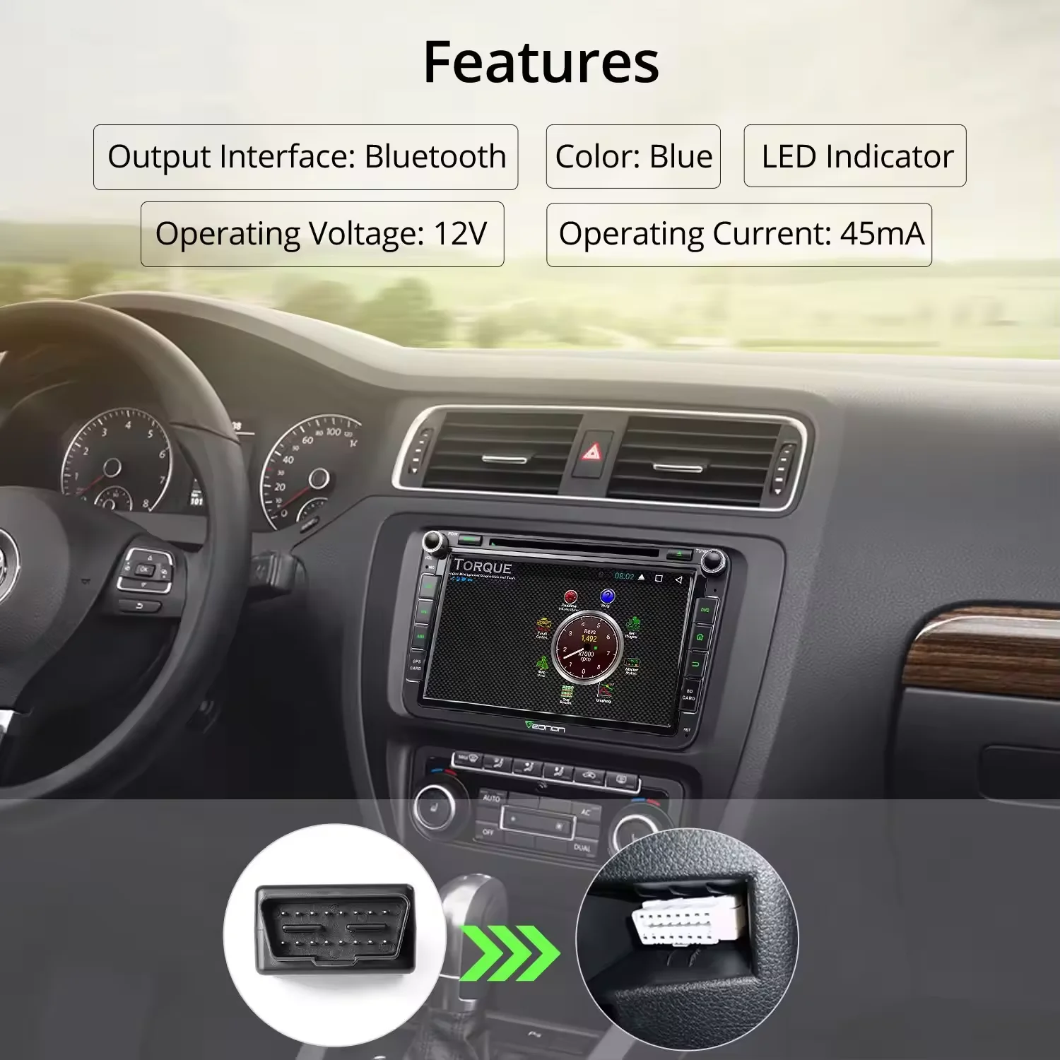 Wireless OBD2 Scanner Adapter and Diagnostic Tool for Check Engine Light Reset