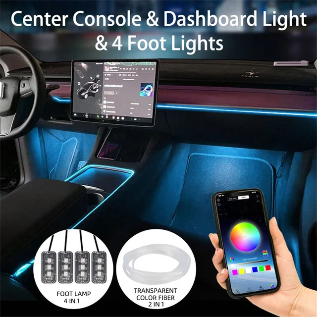 Enhance Your Tesla Model 3 or Model Y with Center Console Dashboard Neon Light Tubes Top product