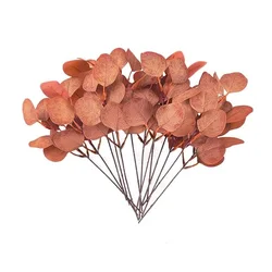 Eucalyptus Leaf Stems - Lush Green Artificial Plant Decor for Home and Wedding Arrangements (Orange 2)