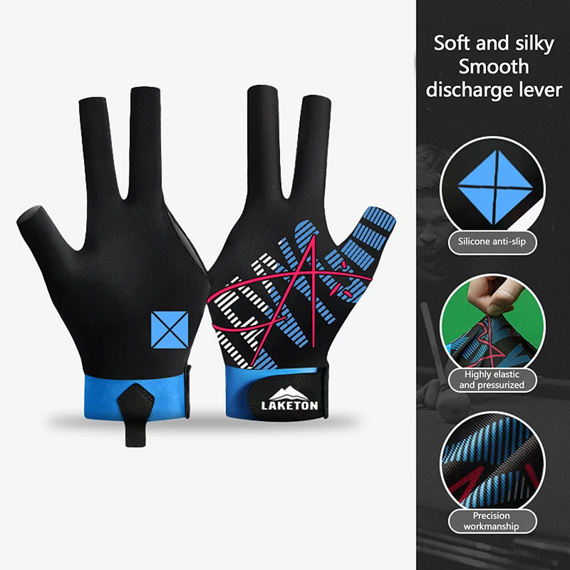 Pool gloves Billiard accessories Left hand Billiards glove Three finger Snooker billiard glove Non slip Stickers Elasticity Billiard training gloves 1pc