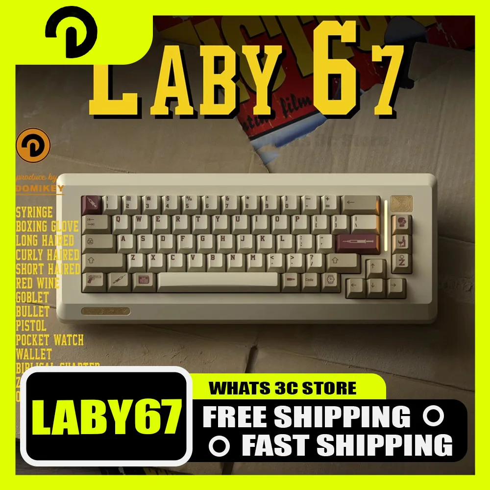 

Механическая клавиатура Domikey LABY67 из алюминиевого сплава, три режима, беспроводная, игровая, горячая замена, офисный ПК