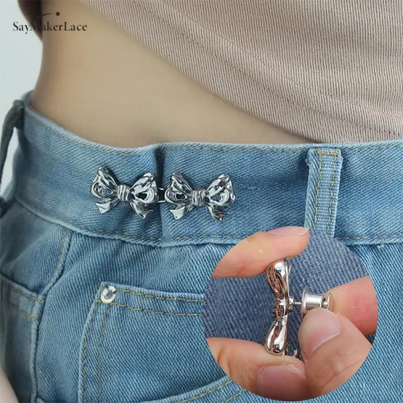 Bowknot Waist Buckle Detachable Pant Clips Jeans Button Snaps Adjustable No  Sewing Waistband Tightener Clothing Accessories - AliExpress