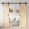 Double 24×84" Doors Sliding Barn Wood Door Panels with 8ft Hardware Kit Easy DIY Assembly Required Perfect for Warehouse 1