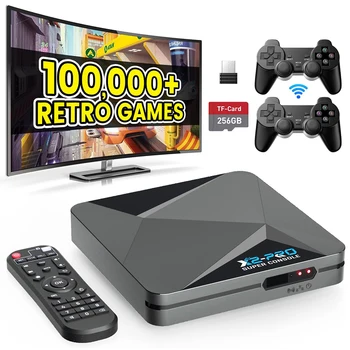 Super Console X2 PRO 4k 비디오 게임 콘솔, 100,000 게임 60 클래식 Emuelec 에뮬레이터, 레트로 게임기, 스마트 안드로이드 TV 박스