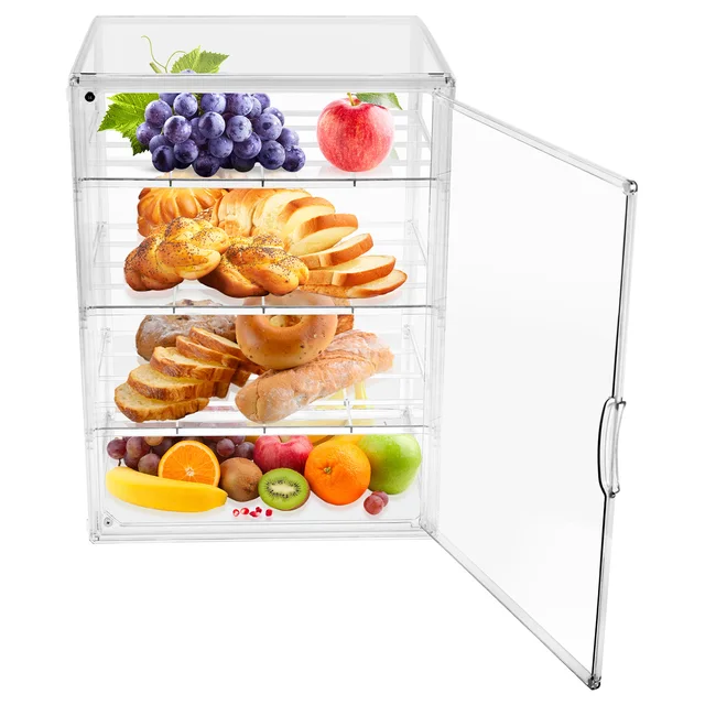 Armoire de boulangerie à 4 niveaux réglable et détachable pour différentes tailles de marchandises au four, vitrine de pain en acrylique hautement transparente 1