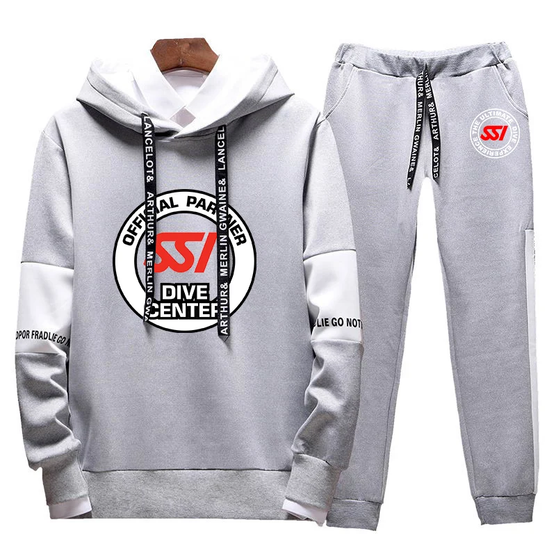 Scuba diving SSI printing fashion 2023 new men's spring and autumn tricolor with pullover casual sweatshirt sweatpants 2-piece s