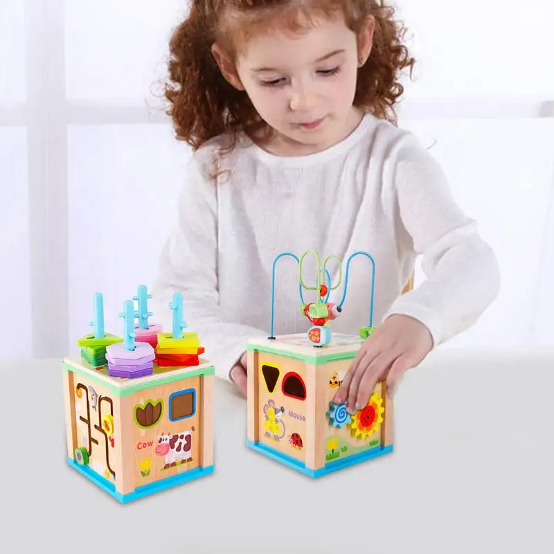 

Activity Cube Montessori Activity Center Fine Motor Skills Montessori Shape Recognition Matching Box Early Educational Toys For