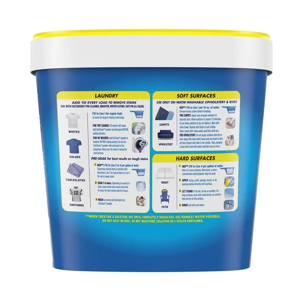 Oxygen-Powered Stain Remover Powder Laundry & Home Use 5lb Container 101 Uses Color Safe Fabric Cleanser Versatile Formula