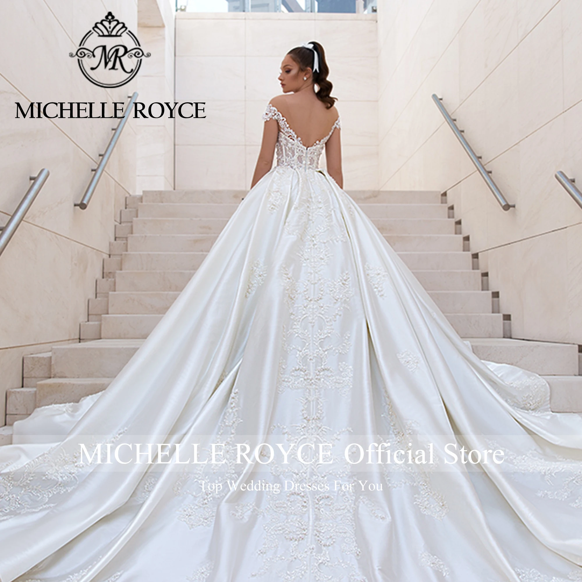 Michelle Royce Luxury Ball Gown Wedding Dresses For Women 2023 Bride Exquisite Embroidery Beading Wedding Gown Vestidos De Novia