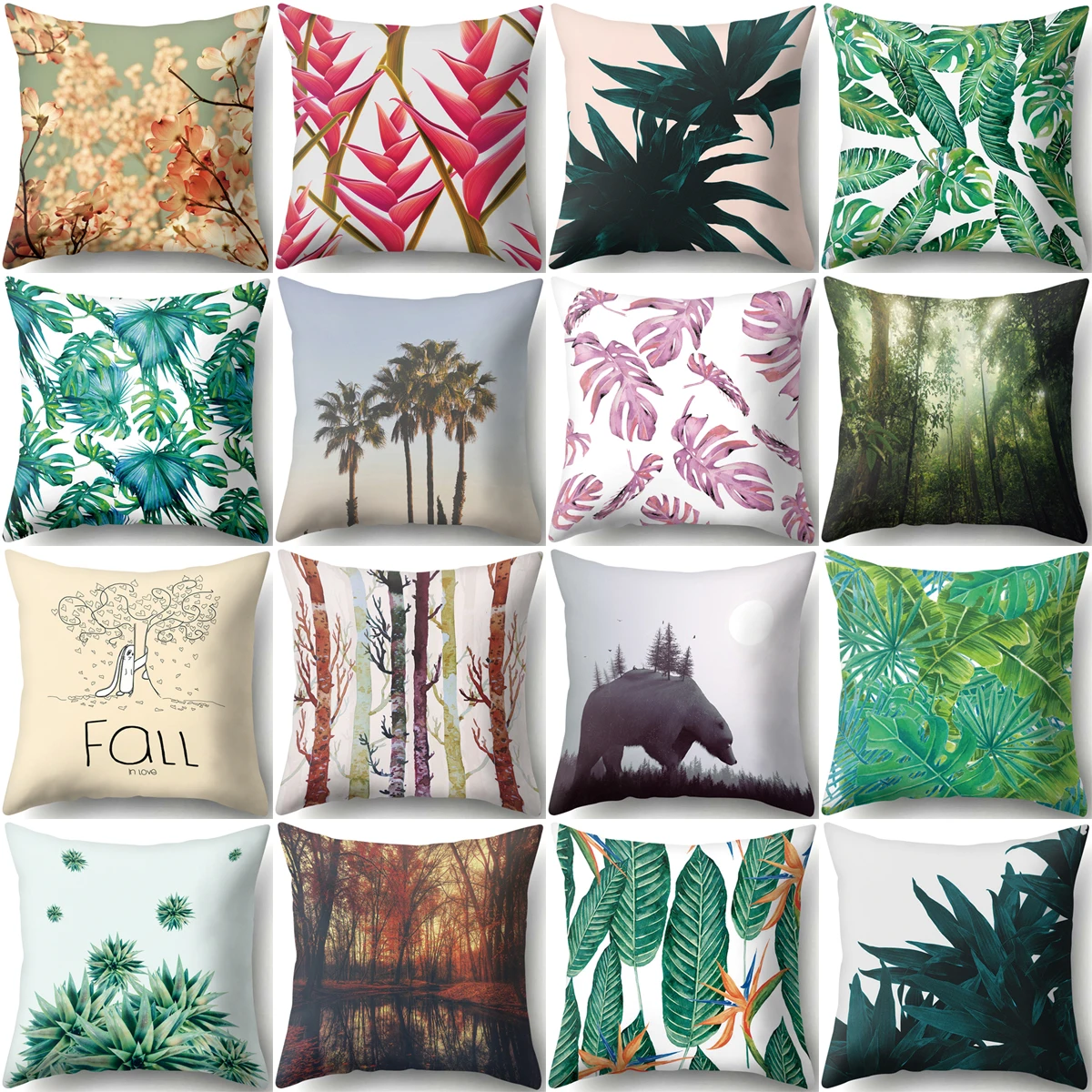 Zhenhe Creative Style Green Leaves Pillow Case Home Decoration Cushion