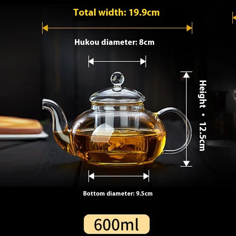HMLOVE Heat Resistant Glass Teapot With Stainless Steel Tea Strainer Infuser Flower Kettle Kung Fu Teawear Set Puer Oolong Pot