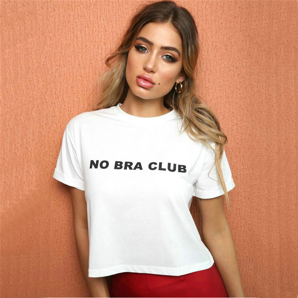 Buy Womens Teen Girls O Neck Short Sleeve NO Bra Club Crop Top