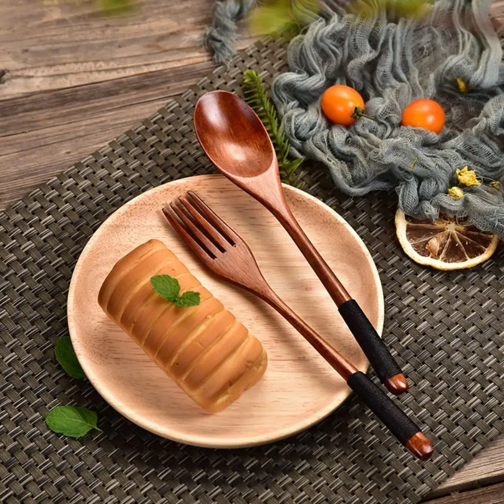 Natural Wooden Spoon Handmade Dinner Kit Wooden Fork Kitchen Accessories