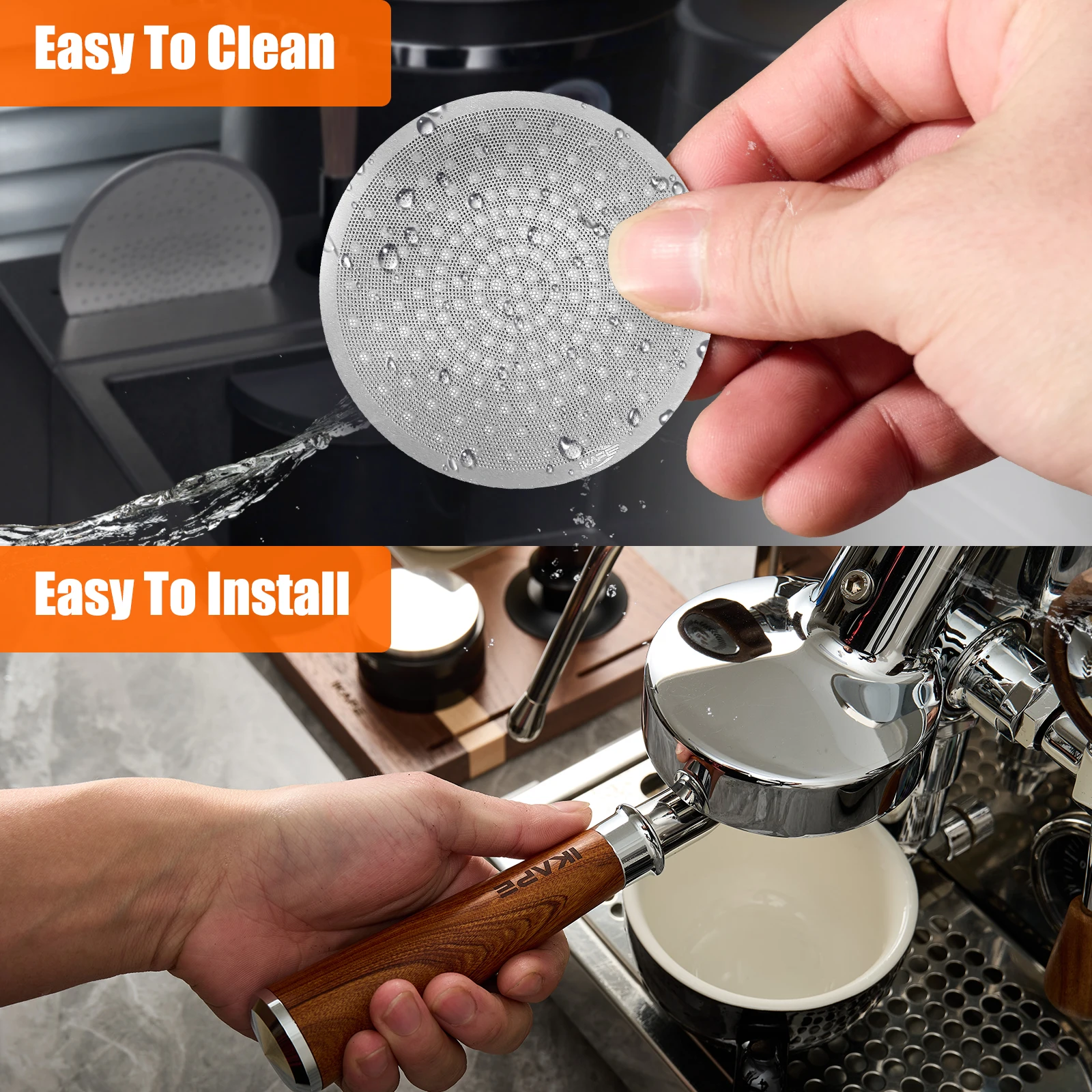 IKAPE Espresso Puck Screen V4 0.8mm Thickness Reusable Metal Thin & light Coffee Filters Food-grade 316 Stainless Steel coffee accessories