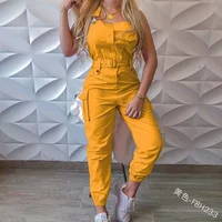 Fashion Strap Jumpsuit Women Loose Dungarees Long Rompers Summer Solid Pockets Cargo Pants Female Casual Work Out Playsuits - Image 5