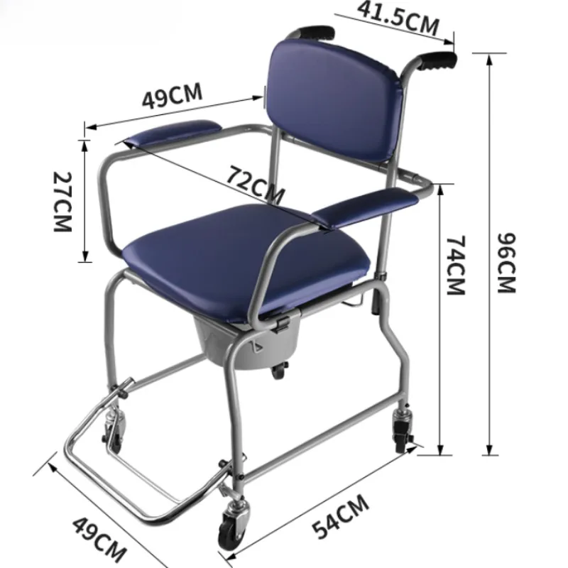 Folding Shower Commode Wheelchair - 300lbs Bedside Commode with Padded Seat, Waterproof Shower Chair with Arms Commode Toilet 6