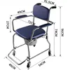 Folding Shower Commode Wheelchair - 300lbs Bedside Commode with Padded Seat, Waterproof Shower Chair with Arms Commode Toilet 6
