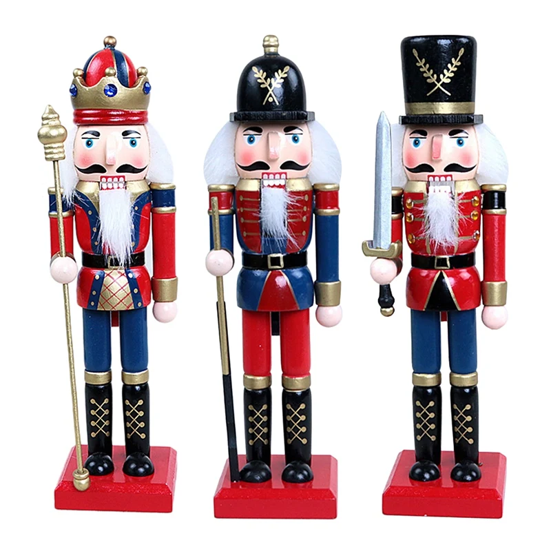 

25Cm Wooden Nutcracker Soldier Puppet Christmas Scene Decoration Walnut Doll Party Christmas Ornaments