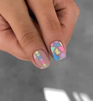 24PCS Short colourful press on nails cartoon drawing press on nails cute sweety nails for girl women gift 2