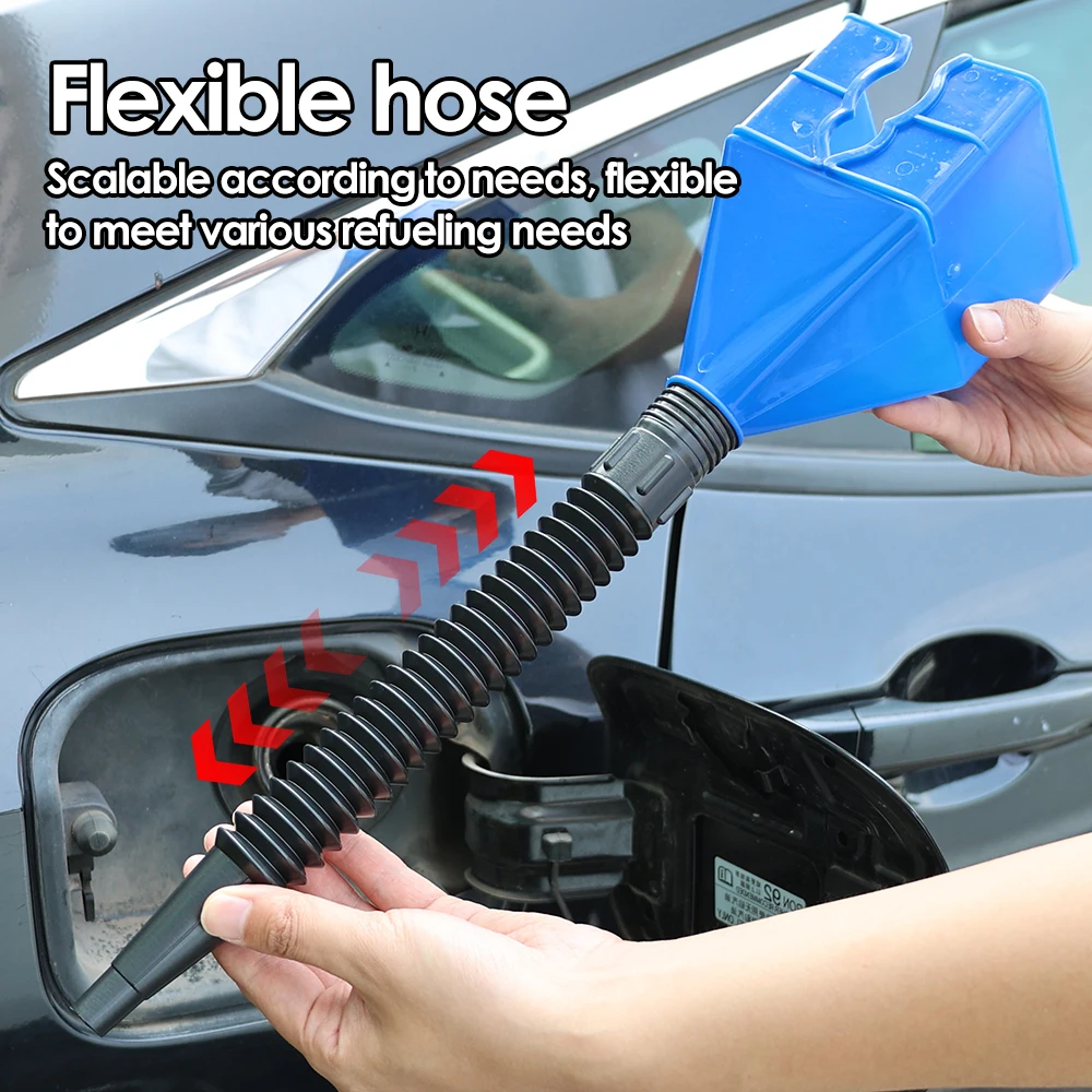 Car Funnels Car Refueling Funnel Folding Telescopic Hose Refueling Funnel Portable Hands-free Car Oil Filling Equipment