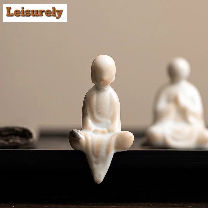 Zen Unfettered Buddha Character Tea Pet Handmade Small Flowerpot Landscaping Tea Figurine Play Toys Mini Tea Statue Ornaments