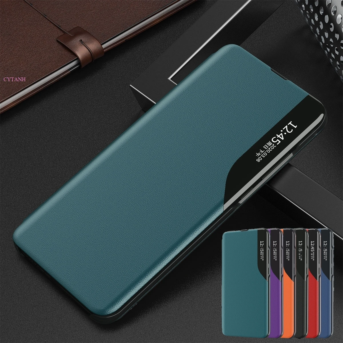 Leather Wallet Case Leather Case Phone Case Leather Phone Case Smart Clear View Flip Case For Samsung Galaxy S22 S21 Plus Note 20 Ultra S20 FE A53 A52 A72 5G A51 S23 A12 Stand