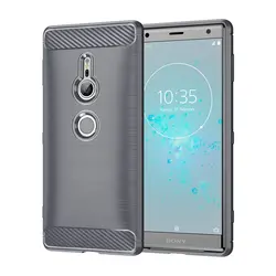 Carbon Fiber Skin Soft Silicone TPU Back Cover for Sony XZ2 (GRAY)
