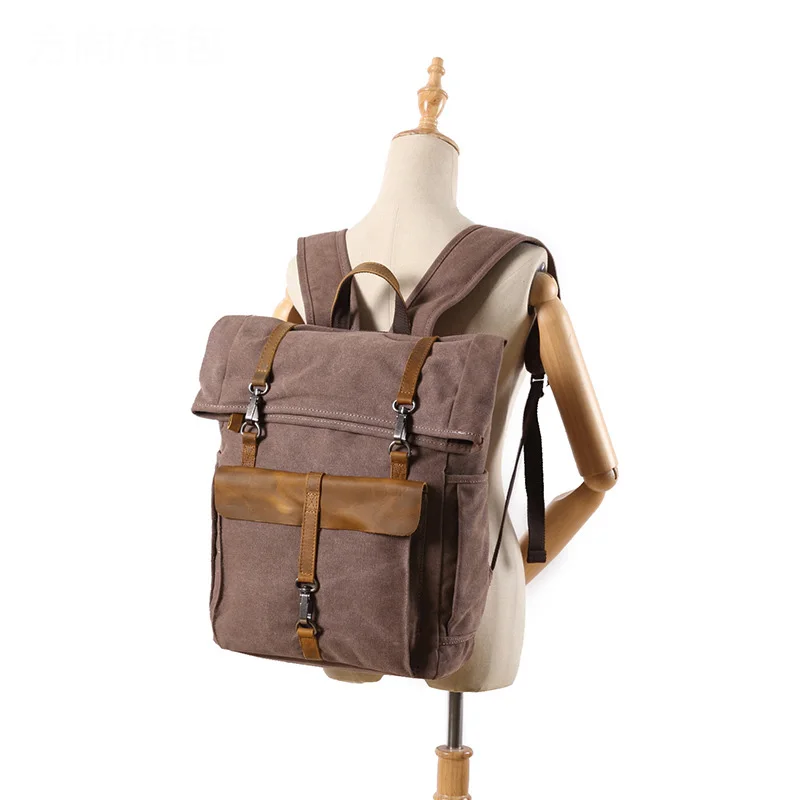 Rolltop™ Backpack In Vintage Canvas & Leather