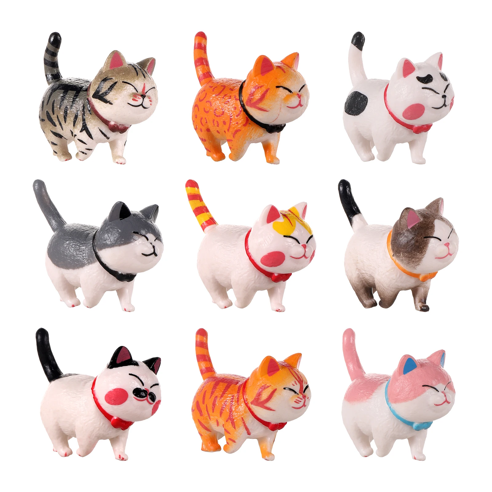 3Pcs/Kit 9Pcs/Kit Cute Mini Cat Ornaments Desktop Car Home Room Office Decoration Figures Statue Kids Student Lovely Gifts 6