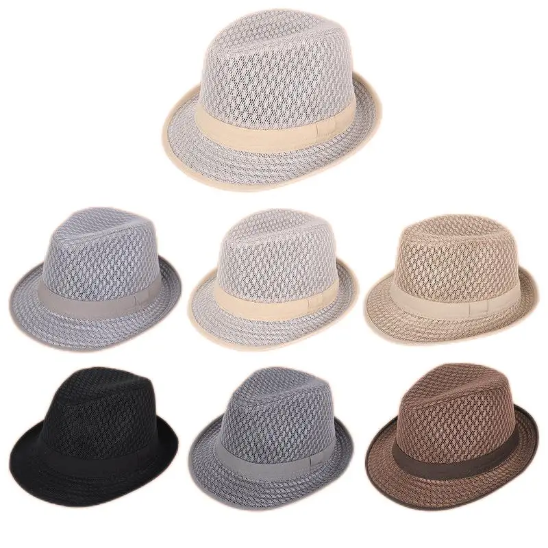 Fashion Hat Summer Mesh Breathable Material Men Fedoras Adult Bowler Hats Classic Version Chapeau Hats