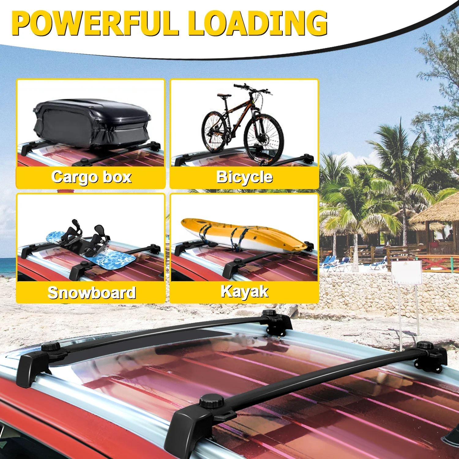 2Pcs Roof Rack Cross Bar for Jeep Compass 2017-2022 Aluminium