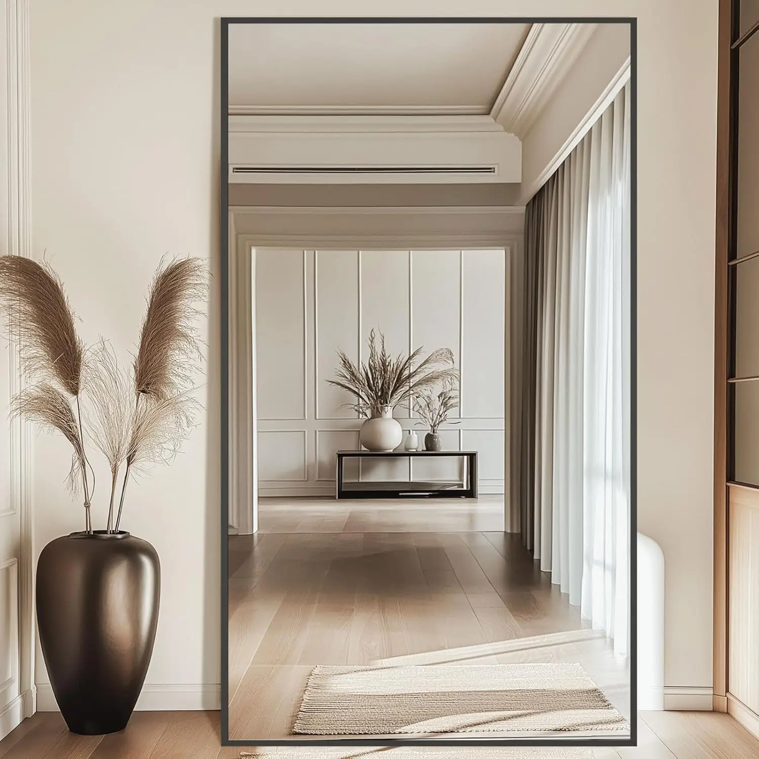 Large 82" Arched Floor Standing Mirror with Stand, Wall Mounted