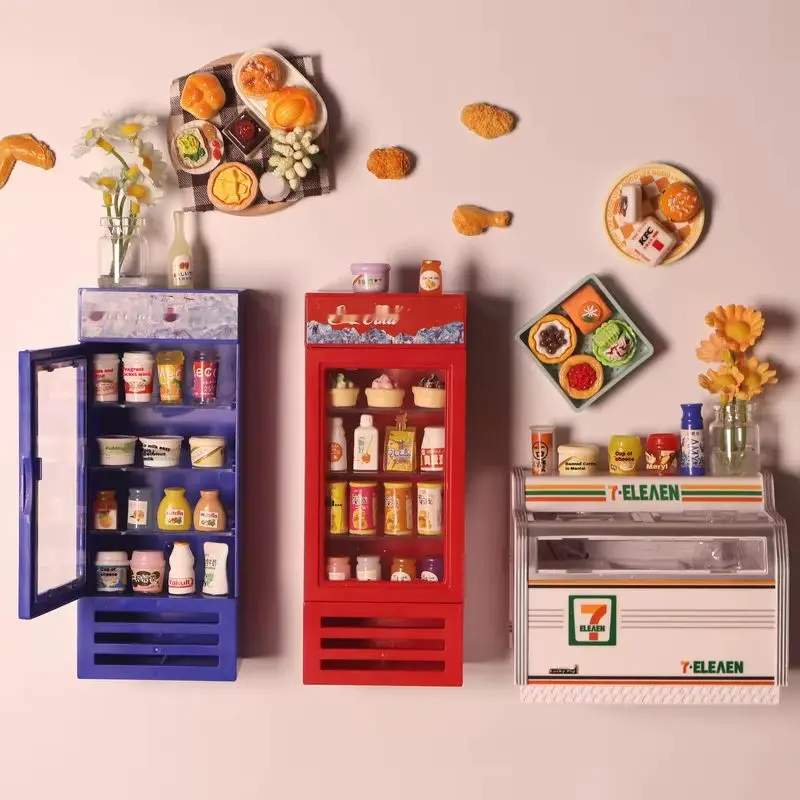 3D-Miniatur-Kühlschrankmagnete mit Lebensmitteln, Spielzeugfiguren, magnetischer Kühlschrankaufkleber, Heimdekoration, Puppenhausmodelle für Gefrierschrank, Regal