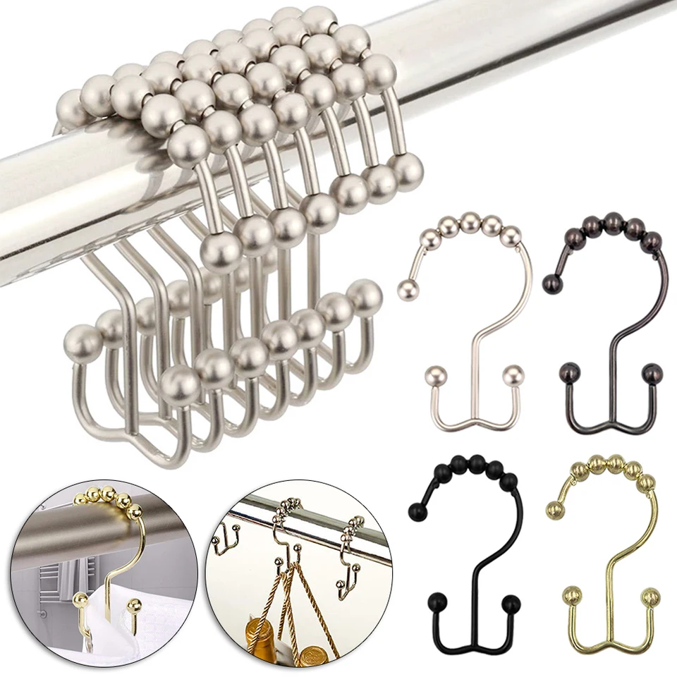 Lot De 30 Crochets De Rideau En Acier Inoxydable - 7x2.2 Cm, Couleur Argent | Pour Tous Types De Rideaux, Plis Réguliers, Durable