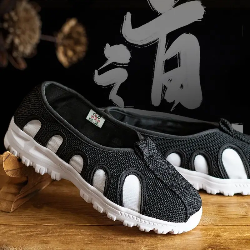 summer new casual comfortable hemp shoes men taoist priest martial art sneaker adult team performance match antiskid flat shoes