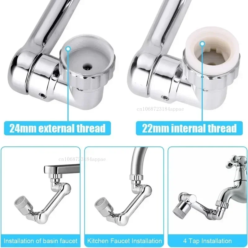 Multifunction 1080&deg; Rotation Faucet Sprayer Head 22/24mm Adaptor Faucet Extender Aerator Splash Bubbler Nozzle Kitchen Tap Tools