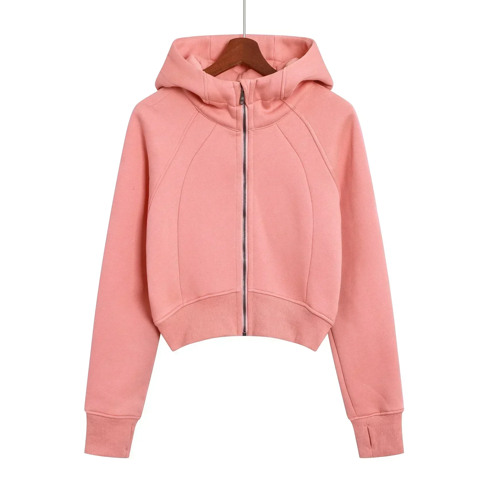 Scuba Women Short Zip-up Hoodie Yoga Solid Sports Pullover Hooded Sweater Windproof Plush Outdoor Loose Easy Fashion Hoodie