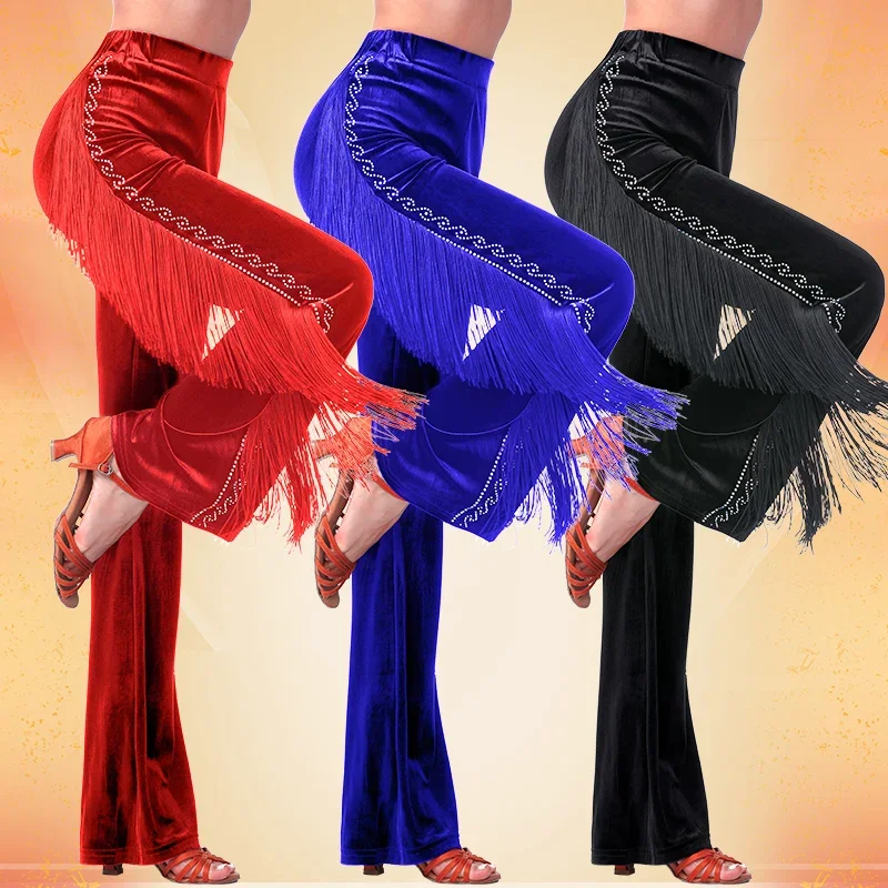 Rhinestone Samba Tango Dance Wear  Latin Dance Fringe Pants Women - Fringe  Pants - Aliexpress