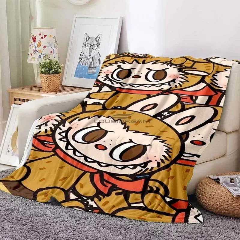 Cute Elf LABUBU Cartoon Blanket Soft and Comfortable Flannel Blanket Children's Nap Blanket Can Be  picnic blanket 2