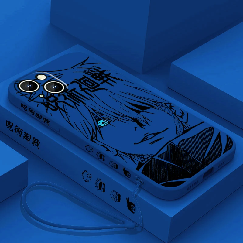 thumbnail image 1 of Jujutsu Kaisen Gojo Anime Phone Case para Apple iPhone 15 14 13 12 11 Pro Max Plus 8 7 SE Liquid Left Rope Capa Cover, 1 of 5