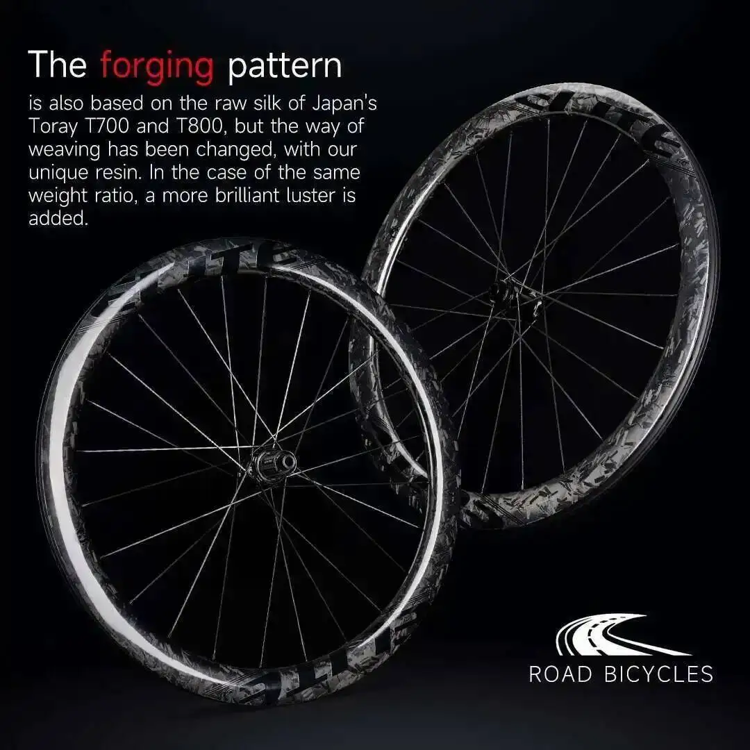 ELITEWHEELS Forged Pattern Road Disc Carbon Wheelset 60mm Depth Tubeless Compatible Wheels Center Lock Or 6-blot Lock